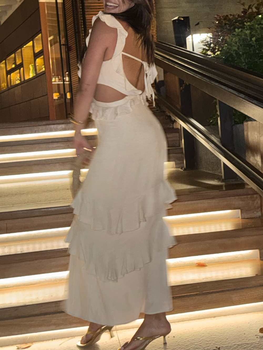 JLUXLABEL Ivory Ruffle Cutout Backless Maxi Dress - Picture 6 of 7